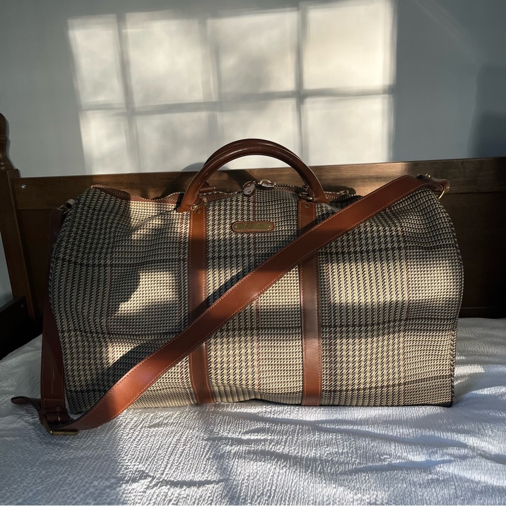 Vintage Polo Ralph Lauren Boston Bag Duffel Bag with Leather Trim 21in
